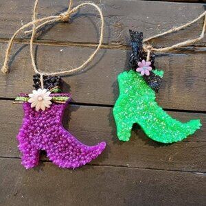 NIP Witch Boot Halloween Car Air Freshener Freshie PURPLE Vampire Mint Floral